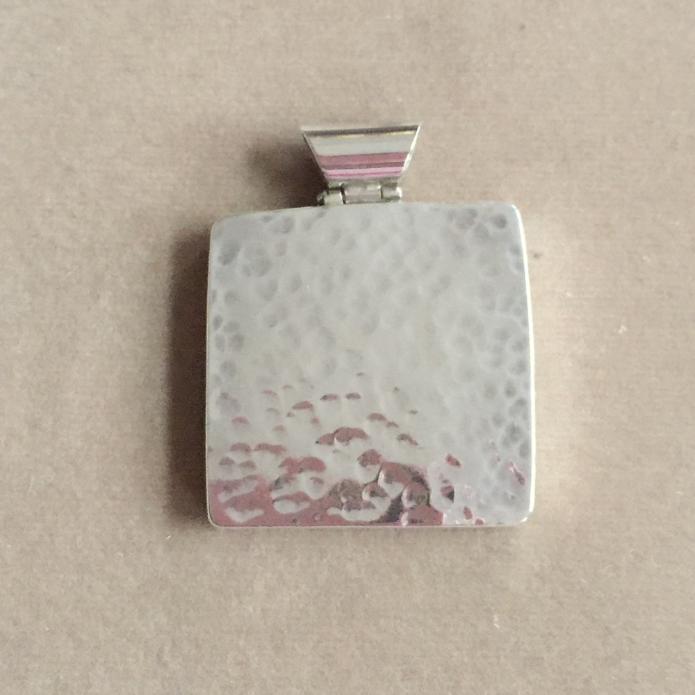 Hammered Sterling Silver Square Pendant